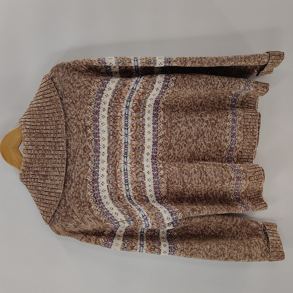 Tiara International Zip Up Sweater Size Large Large Collar Fair Isle Long Sleeve - Picture 5 of 5